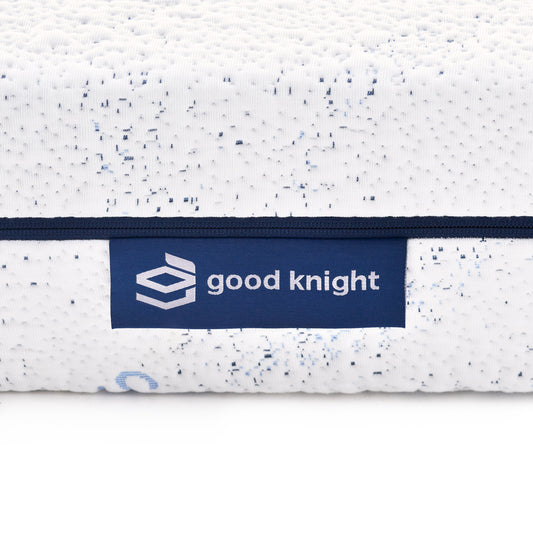 close up photo of Good Knight label on Marina mattress