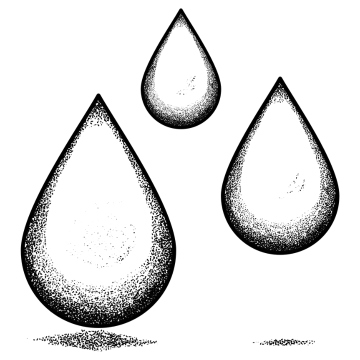 A hand-drawn icon of three liquid droplets symbolizing the chemicals that Good Knight Mattress avoid putting into their natural latex mattresses.